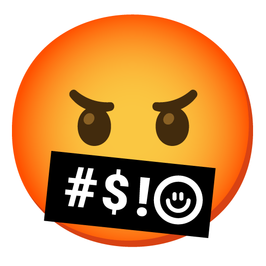 slightly smiling face face with symbols on mouth