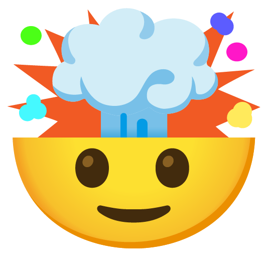 slightly smiling face exploding head