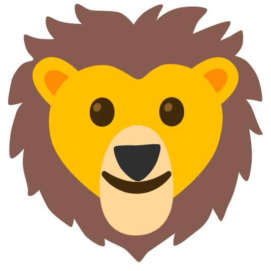 slightly smiling face lion face