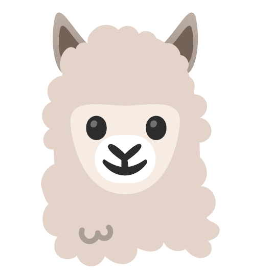 slightly smiling face llama