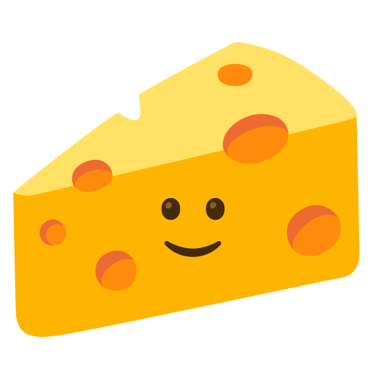 slightly smiling face cheese wedge