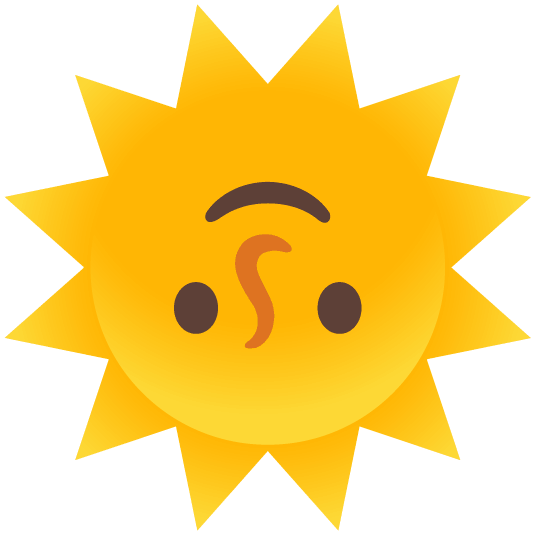 upside down face sun with face