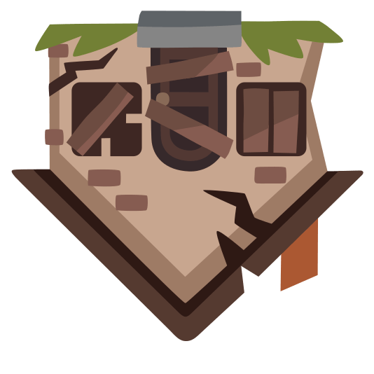 upside down face derelict house building