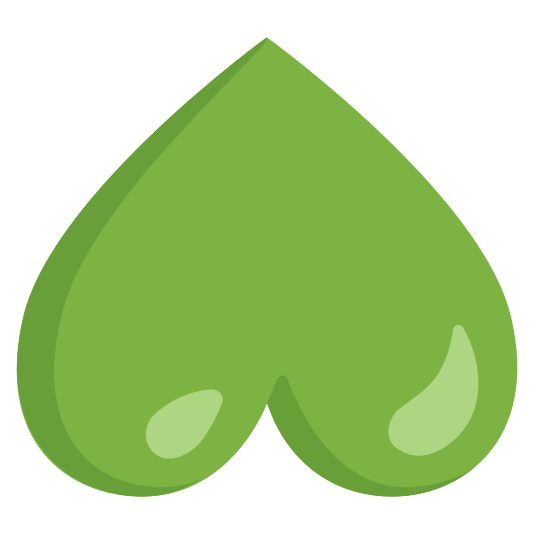 upside down face green heart