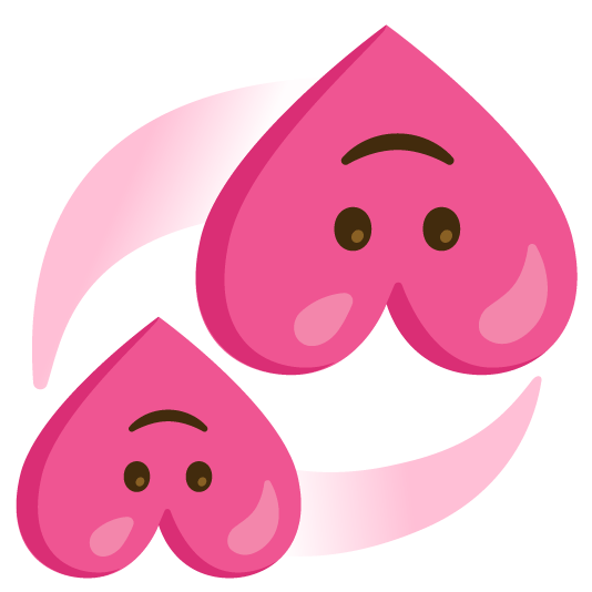 upside down face revolving hearts