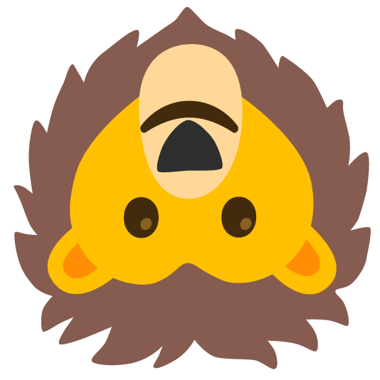 upside down face lion face