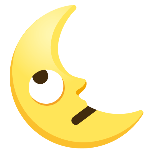 face with rolling eyes last quarter moon with face