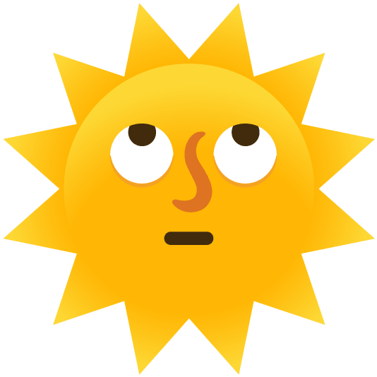 face with rolling eyes sun with face