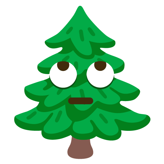 face with rolling eyes evergreen tree