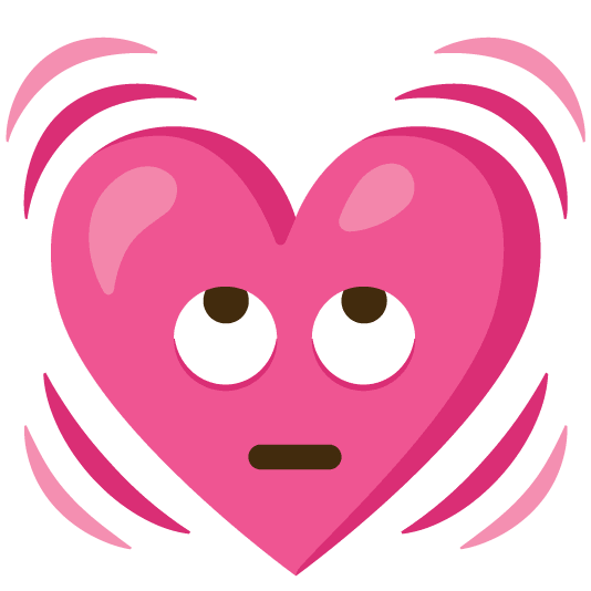 face with rolling eyes heartbeat