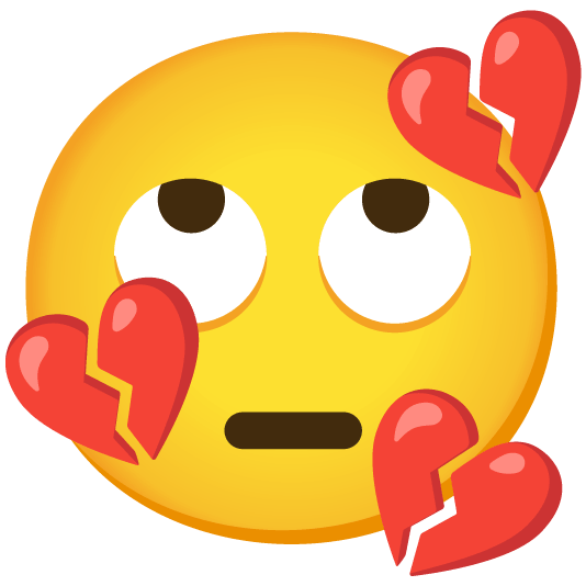 face with rolling eyes broken heart