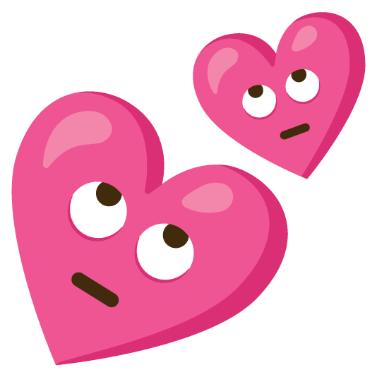 face with rolling eyes two hearts