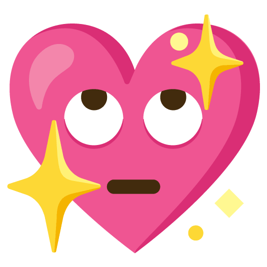 face with rolling eyes sparkling heart