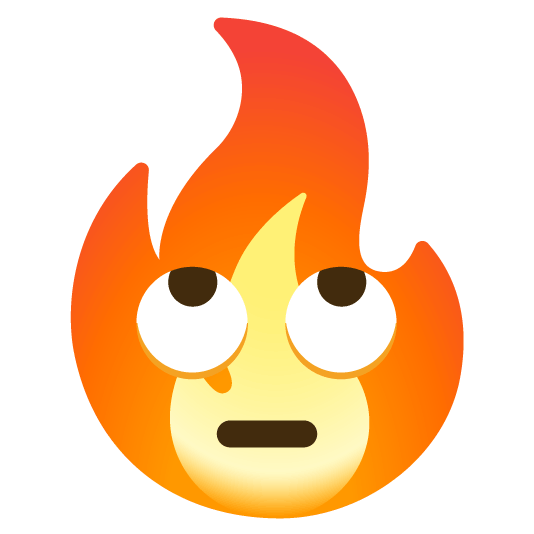 face with rolling eyes fire