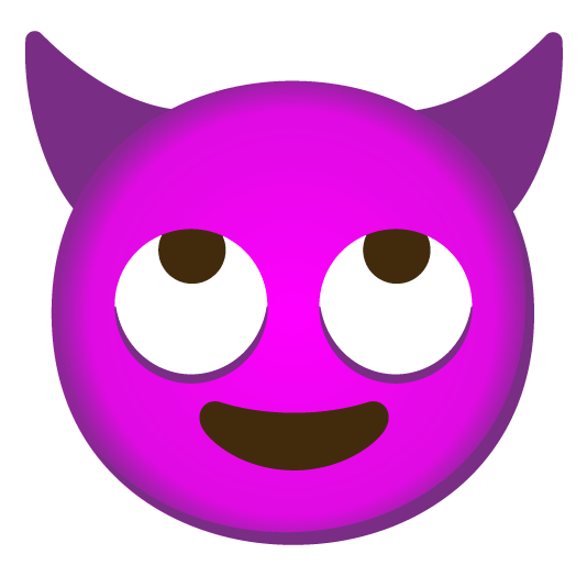 face with rolling eyes smiling imp