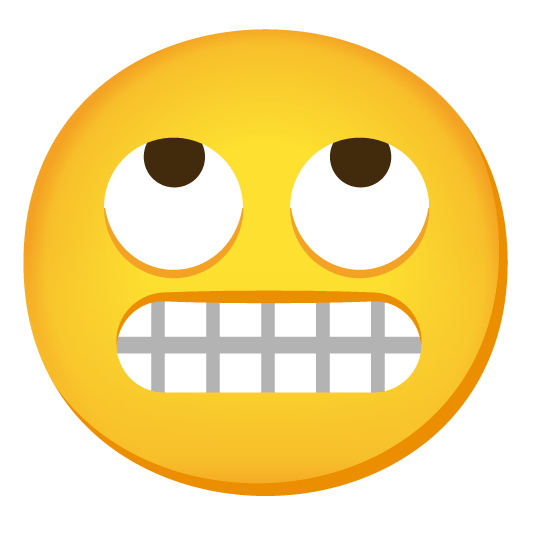 face with rolling eyes grimacing