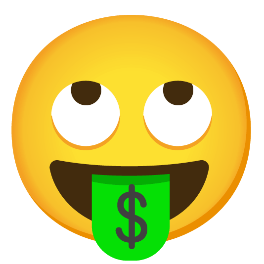 face with rolling eyes money mouth face