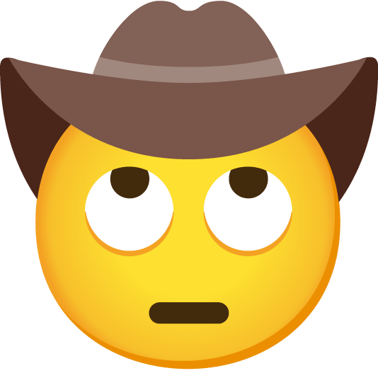 face with rolling eyes face with cowboy hat