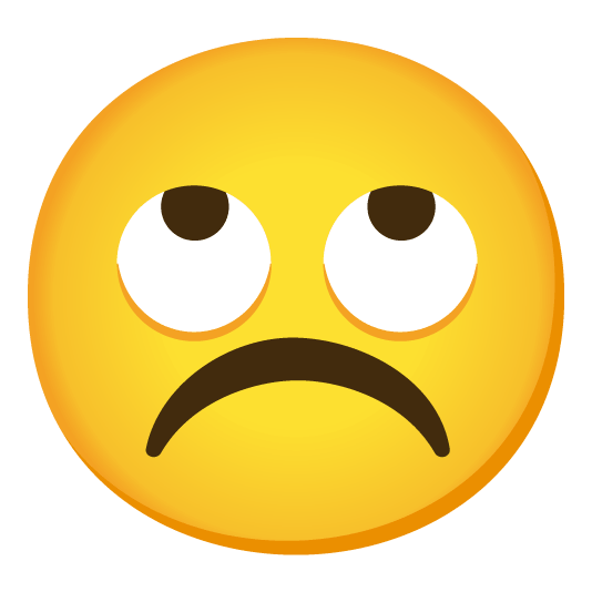 face with rolling eyes white frowning face