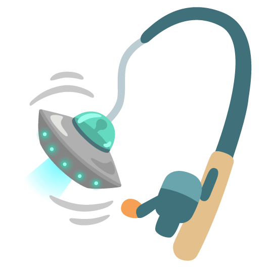 flying saucer fishing pole and fish