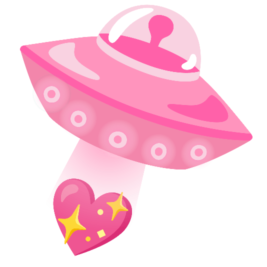 flying saucer sparkling heart