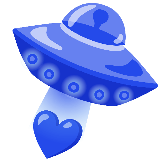 flying saucer blue heart