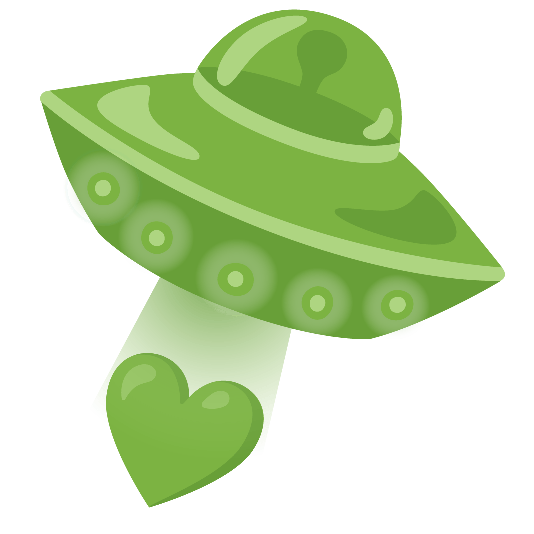 flying saucer green heart