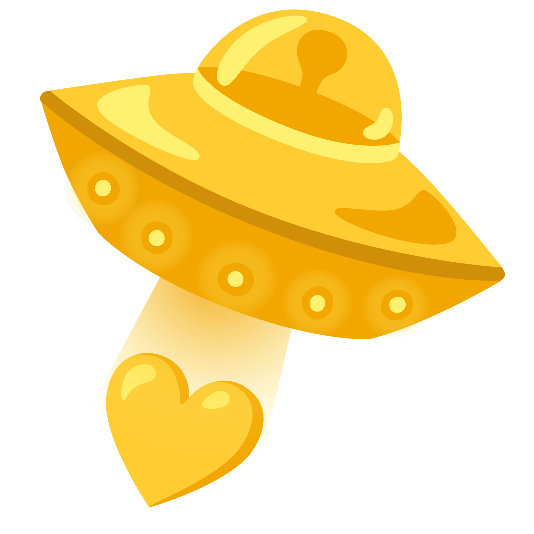 flying saucer yellow heart