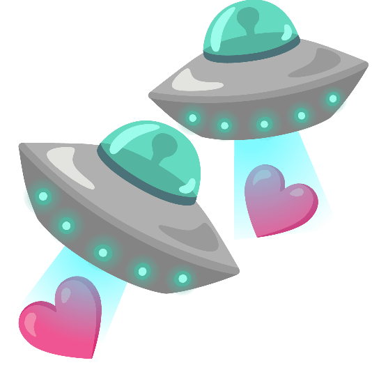 flying saucer revolving hearts