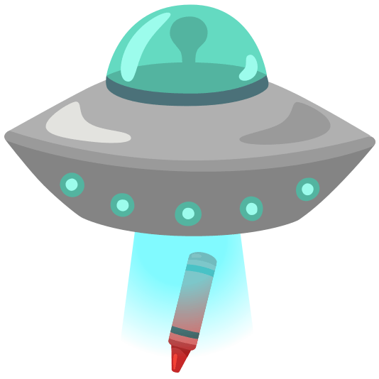 flying saucer lower left crayon