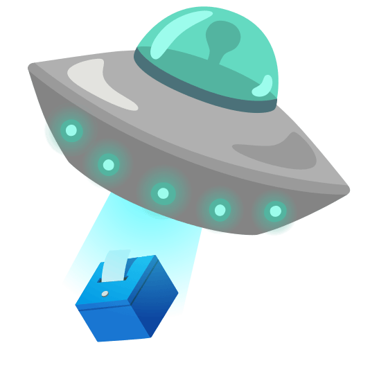 flying saucer ballot box with ballot