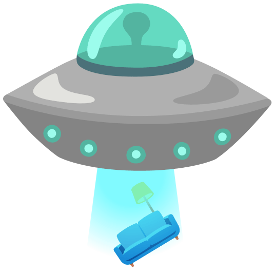 flying saucer couch and lamp