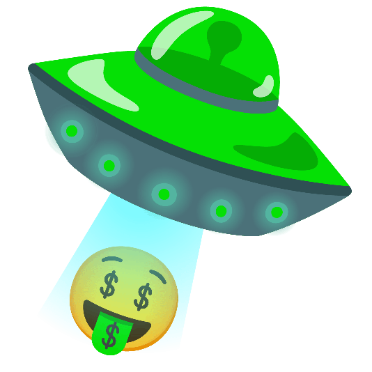 flying saucer money mouth face