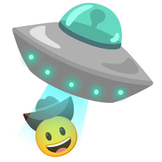 flying saucer face with cowboy hat