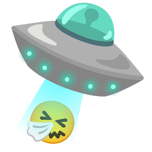 flying saucer sneezing face