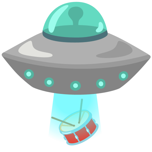 flying saucer drum with drumsticks