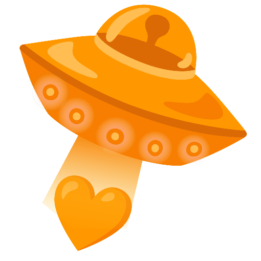 flying saucer orange heart