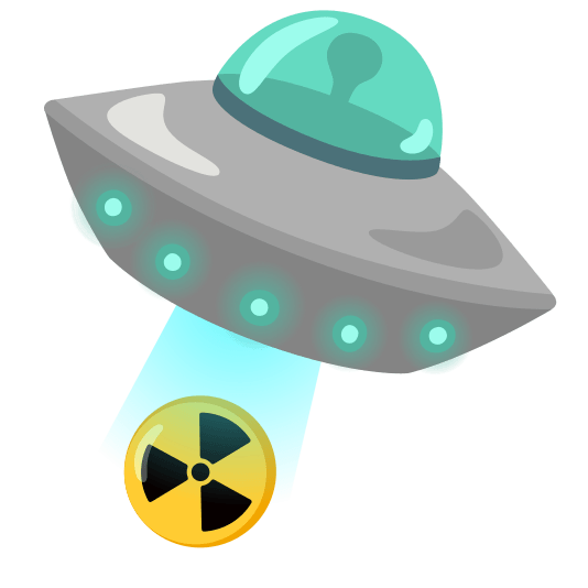flying saucer radioactive sign