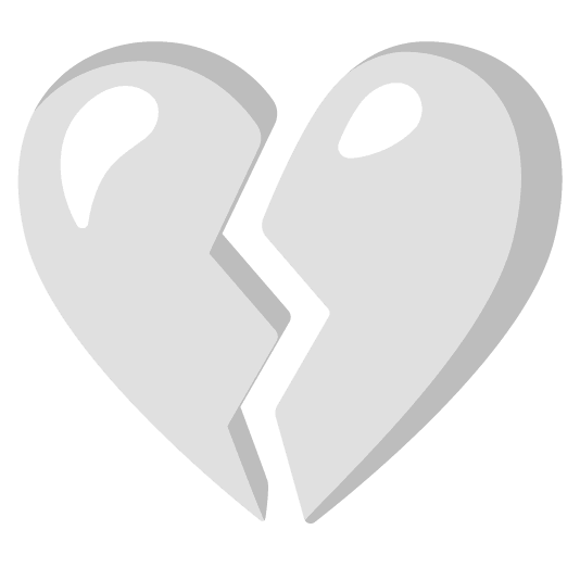 white heart broken heart