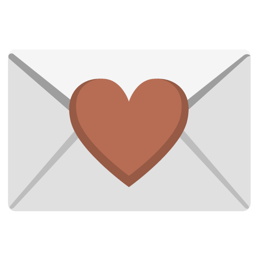 brown heart love letter