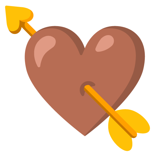 brown heart cupid