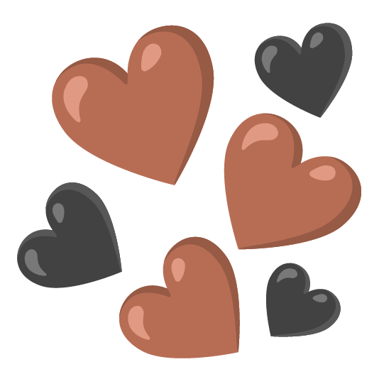 brown heart black heart