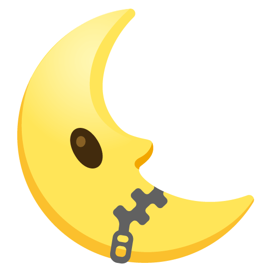 zipper mouth face last quarter moon with face