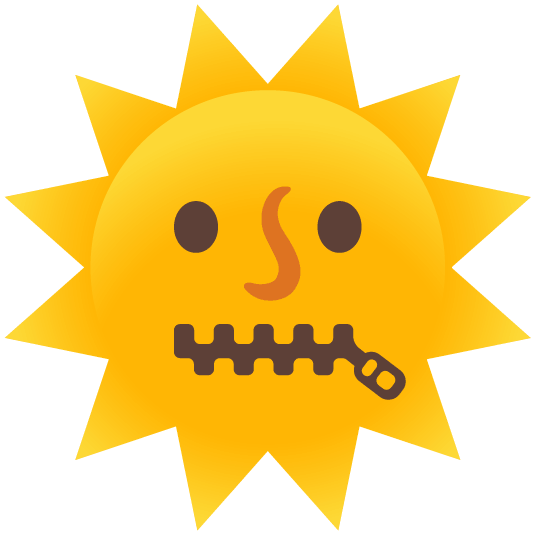 zipper mouth face sun with face