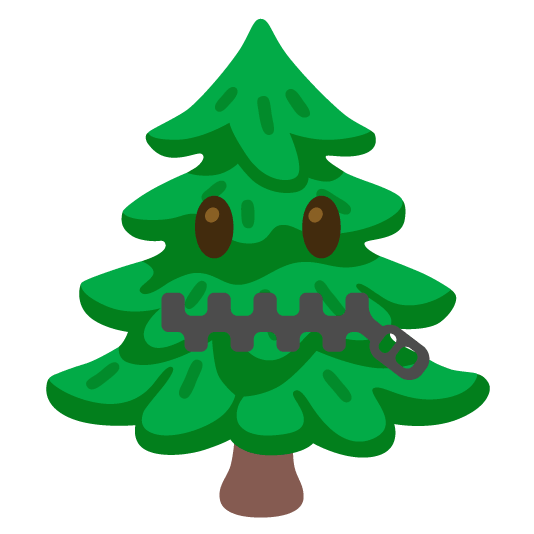 zipper mouth face evergreen tree