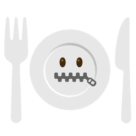 zipper mouth face knife fork plate