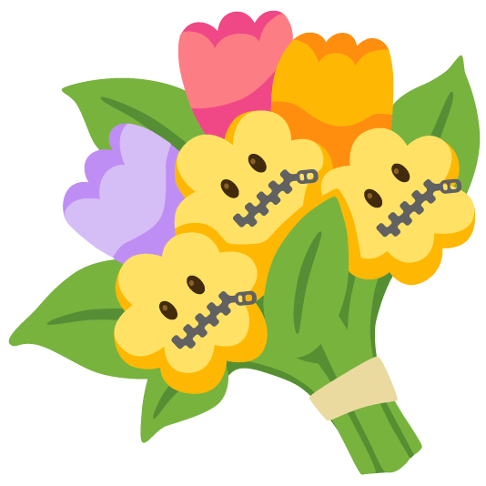 zipper mouth face bouquet