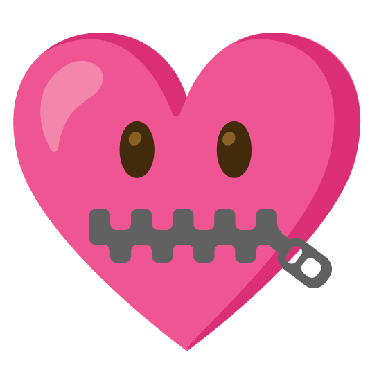 zipper mouth face gift heart