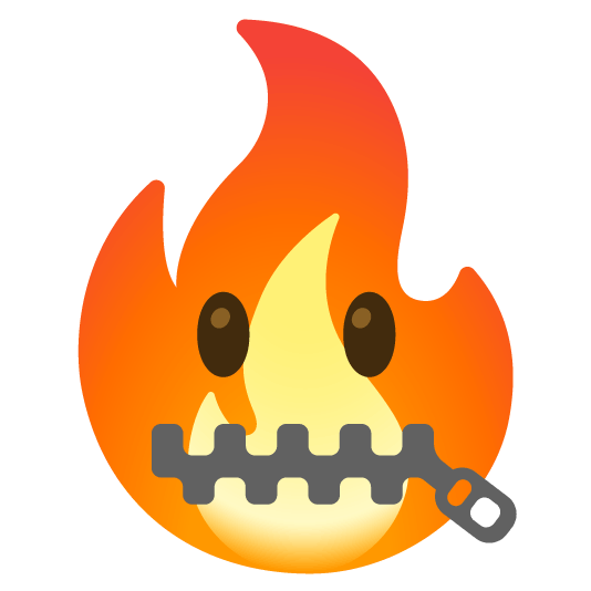 zipper mouth face fire