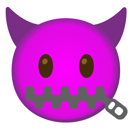 zipper mouth face smiling imp